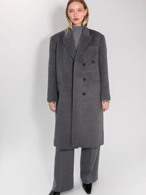 Oak + Fort Oversized  Wool-Blend Coat Dark Heather Grey Size S-M NWT